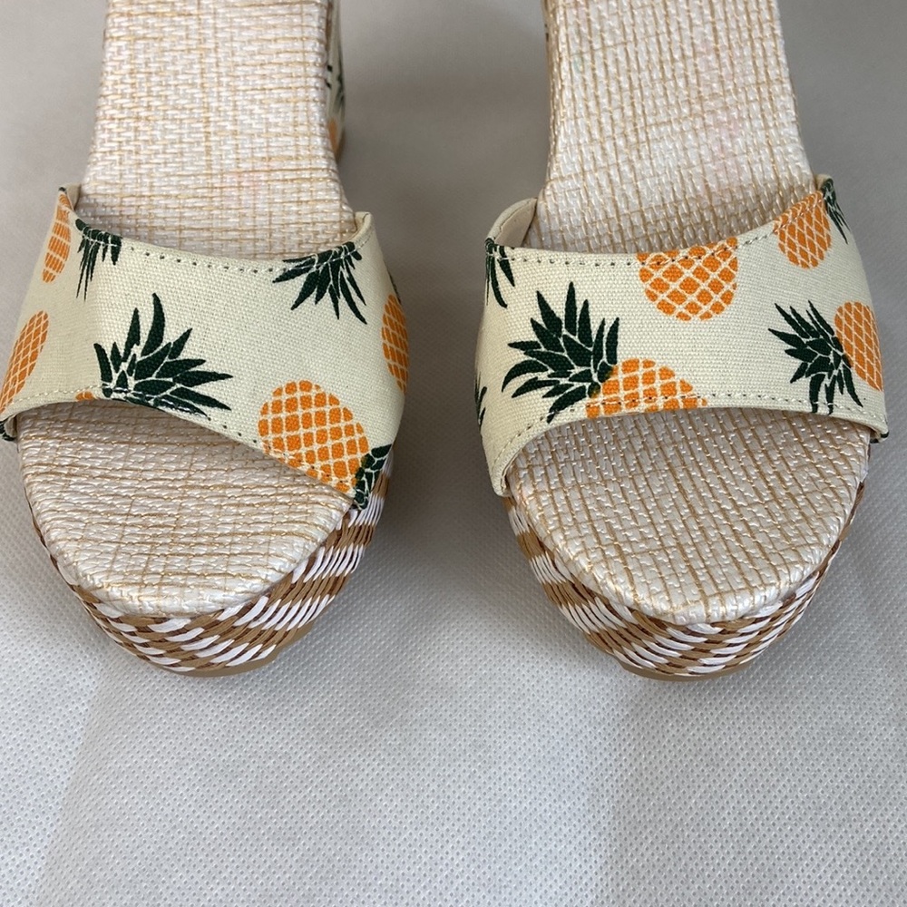 NEW| Women’s Pineapple Printed Summer Bow Knot Wedge Sandals - Picture 8 of 12